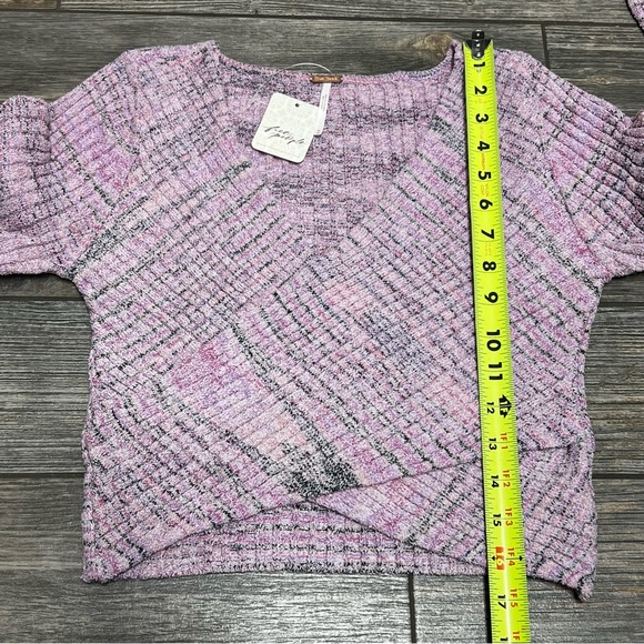 NWT $98 Free People Sweater Medium Brooke Wrap Crop Top Lilac Fog Combo Women's - Picture 9 of 16